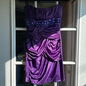 Vintage Deb strapless rhinestone accent dress
